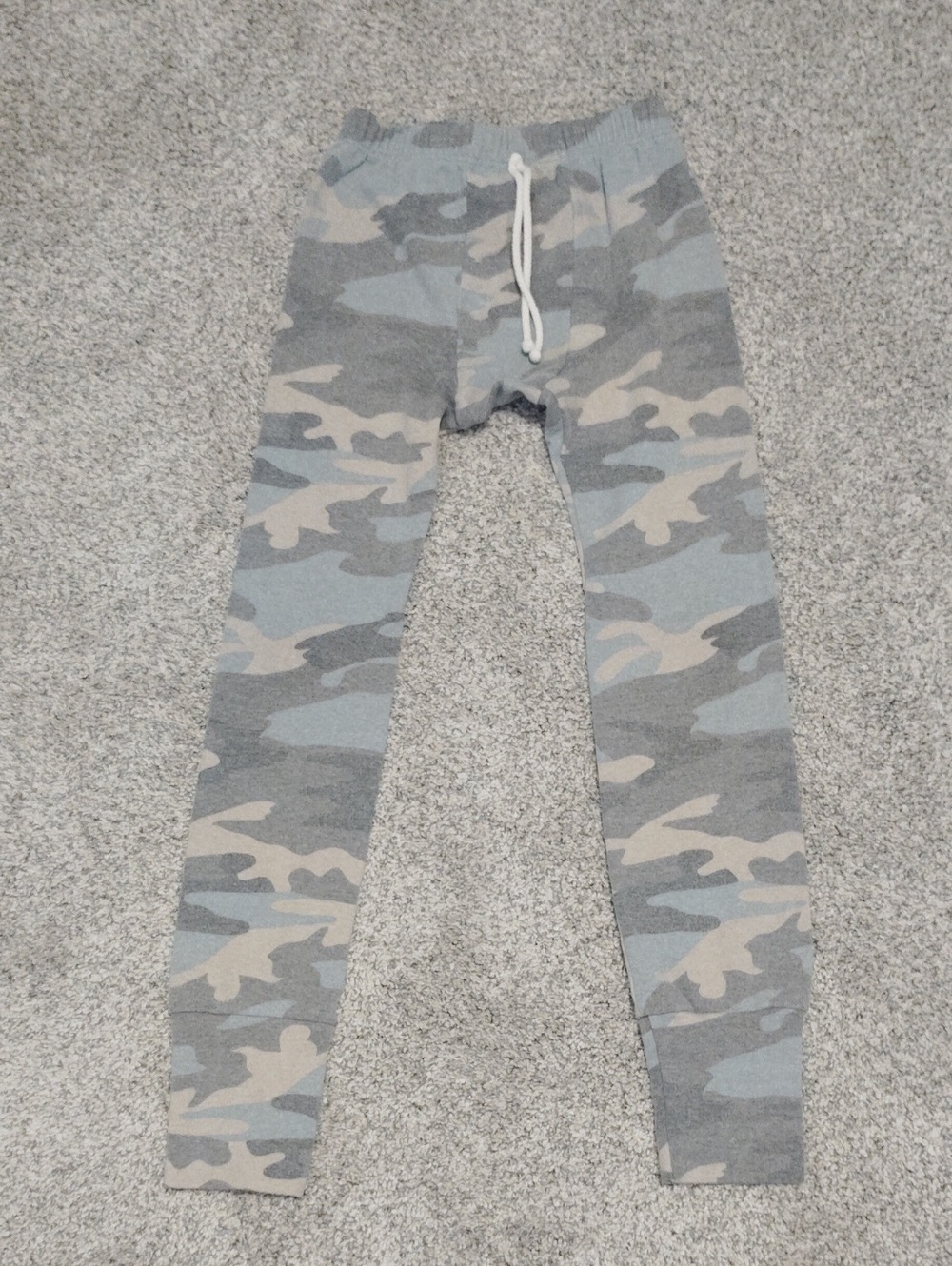 Kids Gray Camo Leggings with Drawstring Waist